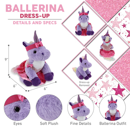 SUPER-SOFT PLUSH - PURPLE UNICORN 9" BALLERINA