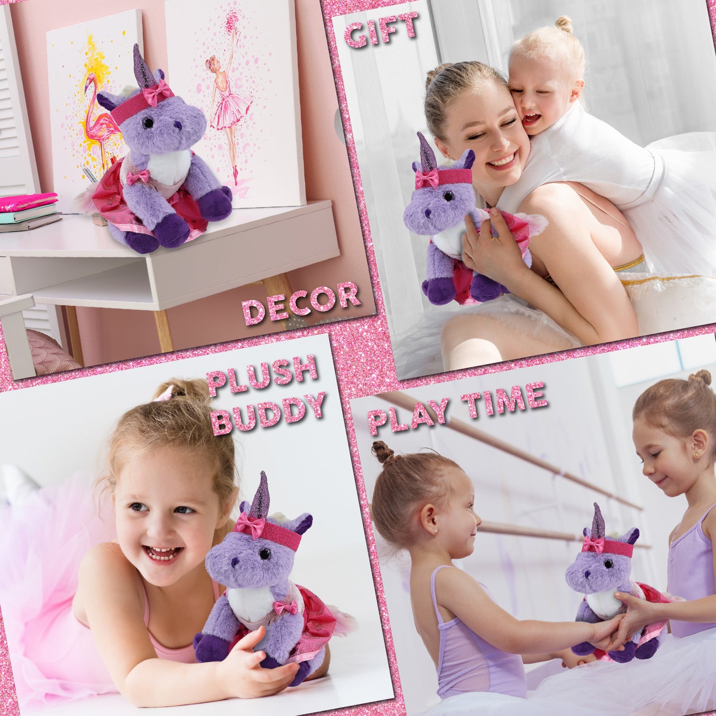 SUPER-SOFT PLUSH - PURPLE UNICORN 9" BALLERINA