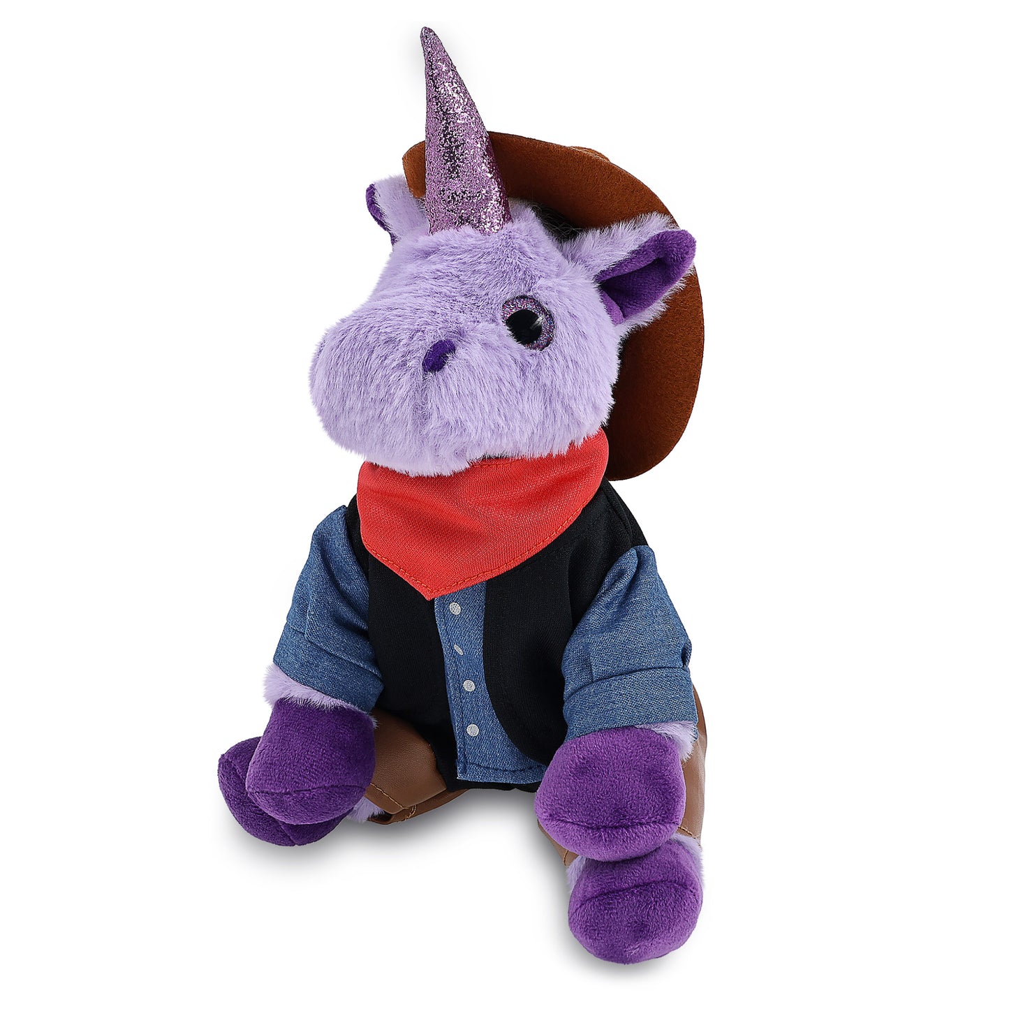 SUPER-SOFT PLUSH - PURPLE UNICORN 9" COWBOY DRESS UP