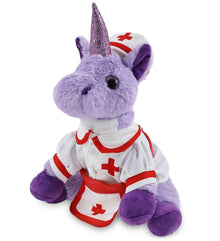 SUPER-SOFT PLUSH - PURPLE UNICORN 9" With NURSE Dress-Up