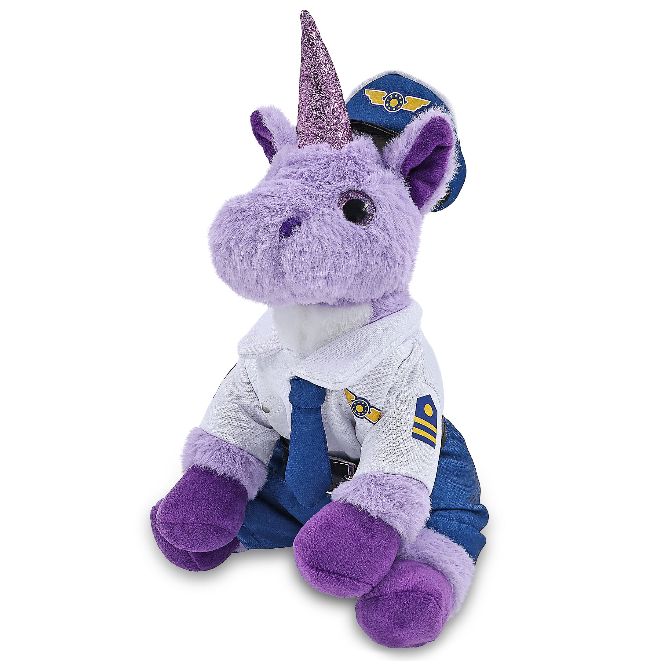 SUPER-SOFT PLUSH - PURPLE UNICORN 9" WITH PILOT DRESS UP