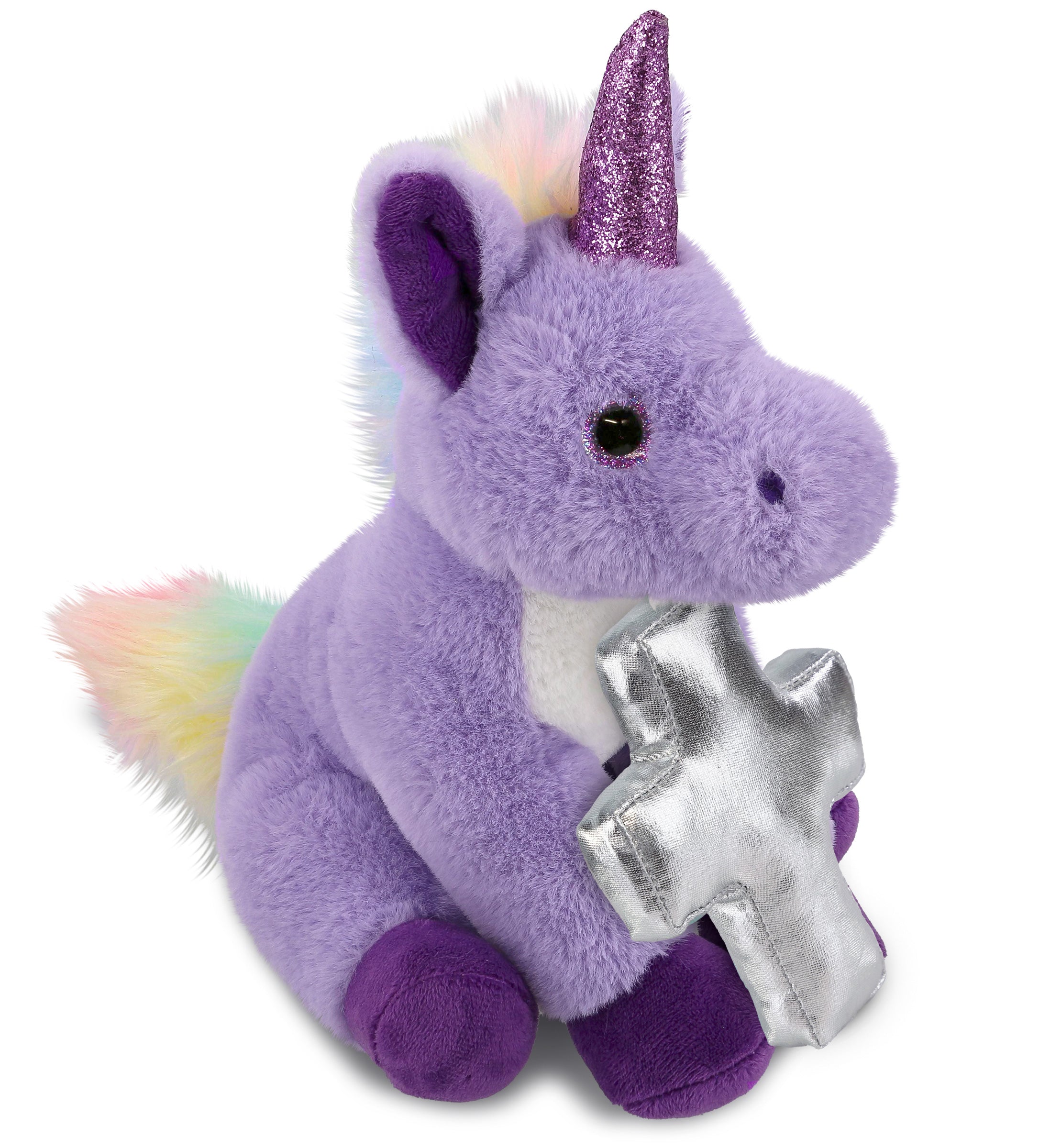 PLUSH CROSS - SUPER-SOFT PLUSH - PURPLE UNICORN 9"