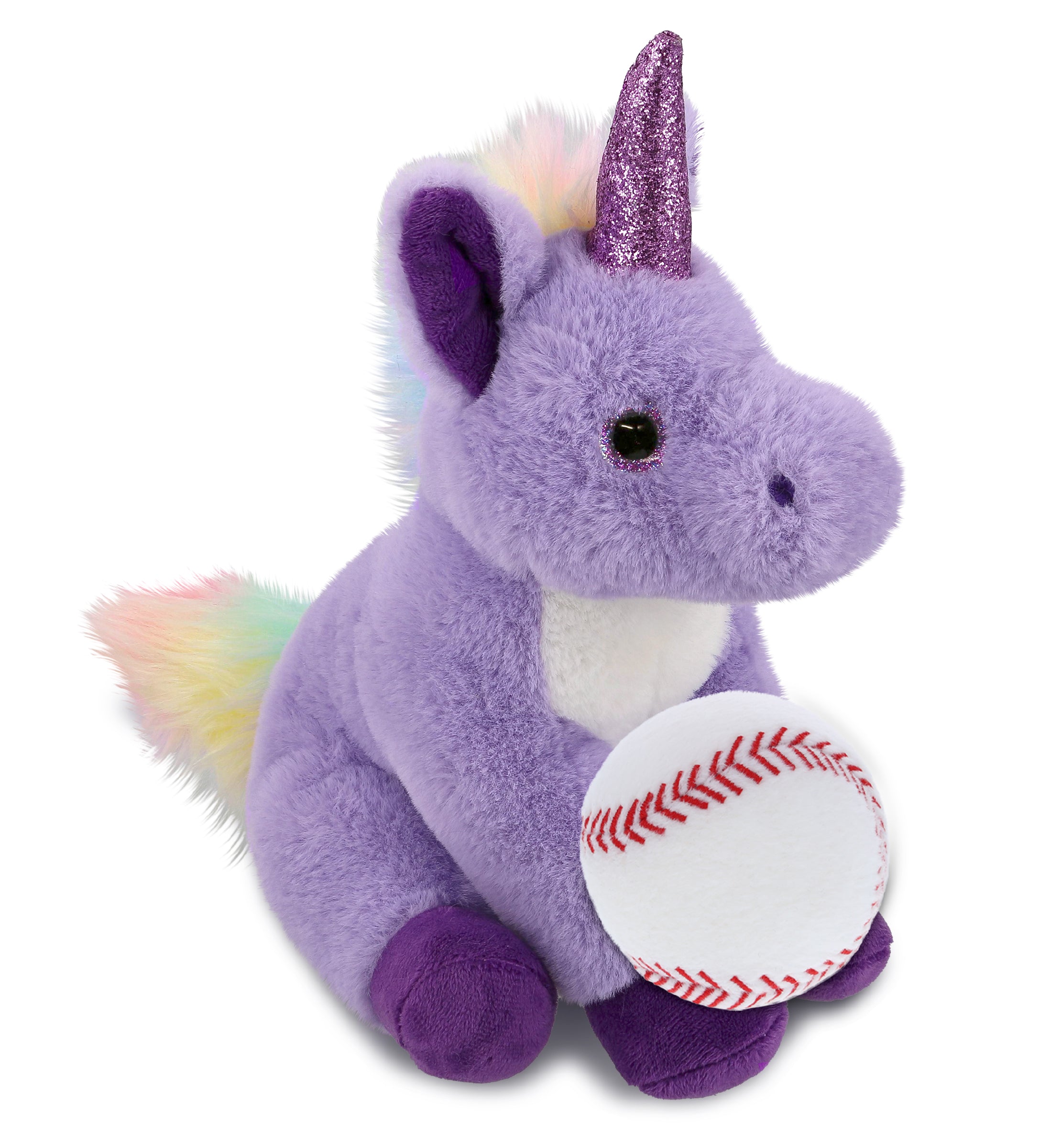 PLUSH BASEBALL - SUPER-SOFT PLUSH - PURPLE UNICORN 9"