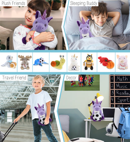 SUPER-SOFT PLUSH - PURPLE UNICORN 9" WITH SOCCER PLUSH