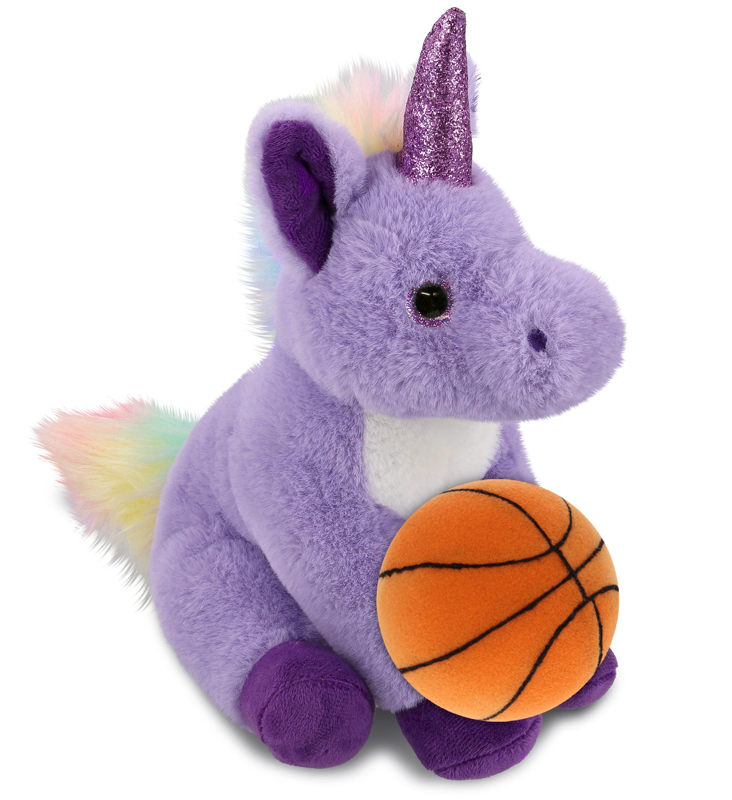 PLUSH BASKETBALL - SUPER-SOFT PLUSH - PURPLE UNICORN 9"