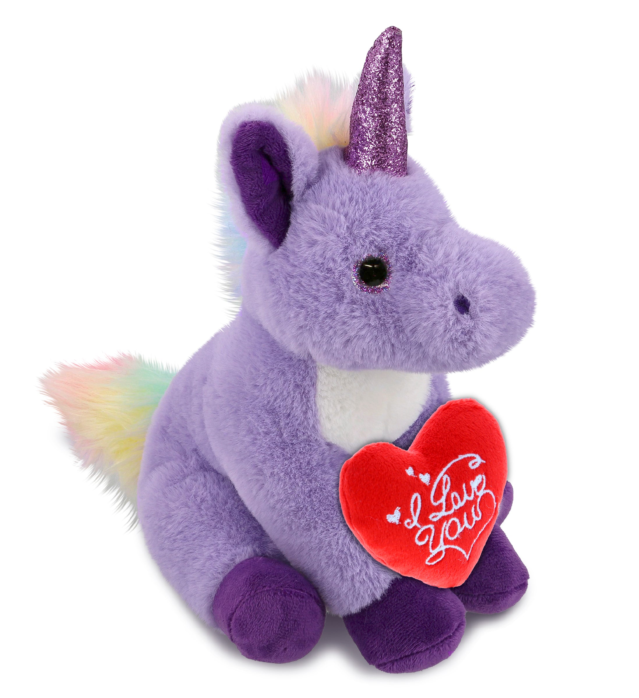 PLUSH I LOVE YOU RED HEART - SUPER-SOFT PLUSH - PURPLE UNICORN 9"