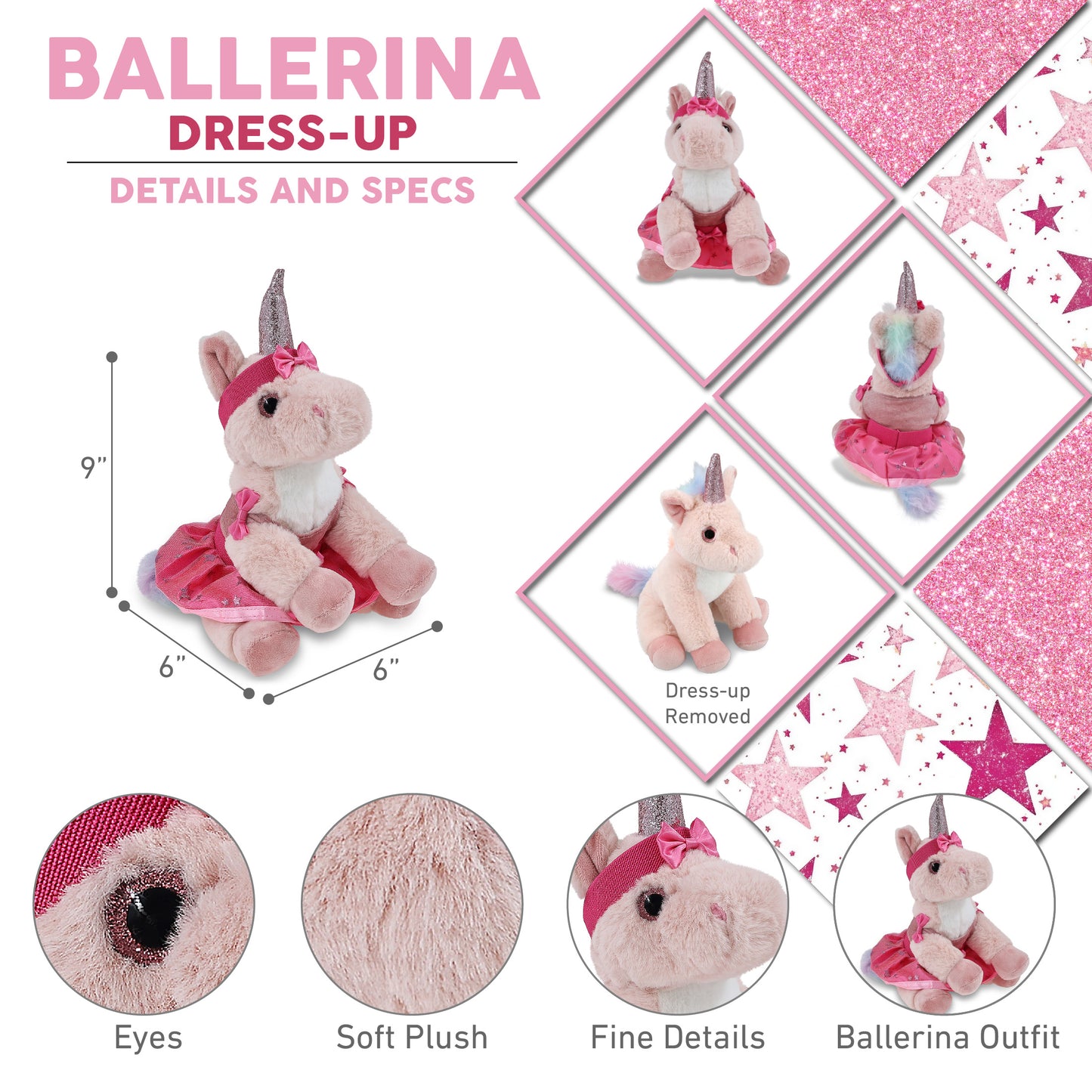 SUPER-SOFT PLUSH - PINK UNICORN 9" BALLERINA