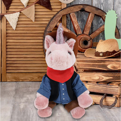 SUPER-SOFT PLUSH - PINK UNICORN 9" COWBOY DRESS UP