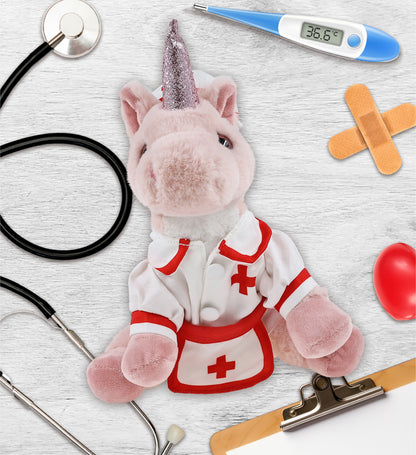 SUPER-SOFT PLUSH - PINK UNICORN 9" With NURSE Dress-Up