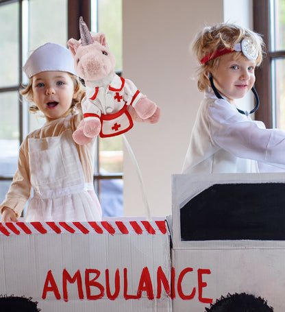 SUPER-SOFT PLUSH - PINK UNICORN 9" With NURSE Dress-Up