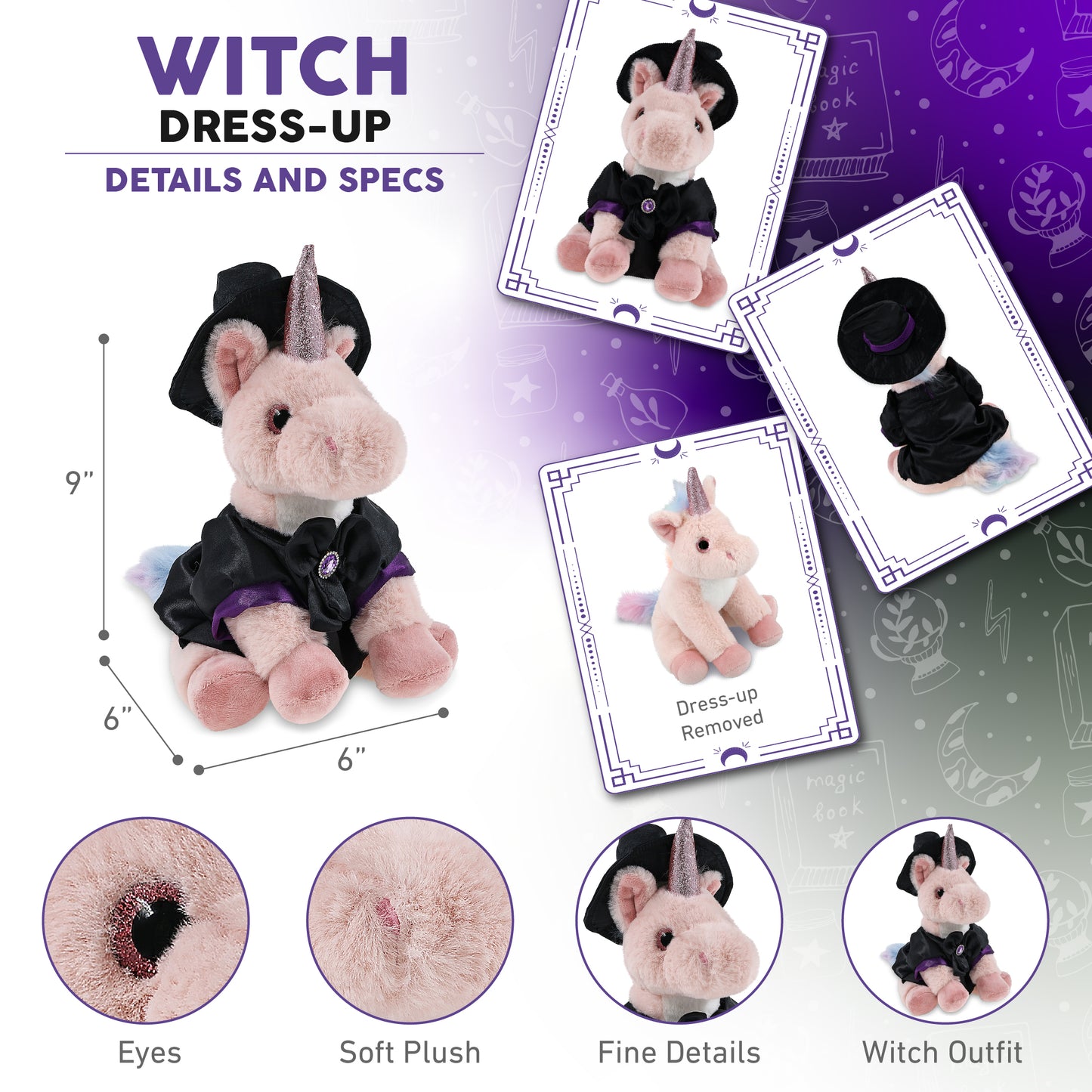 SUPER-SOFT PLUSH - PINK UNICORN 9" WITCH