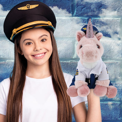 SUPER-SOFT PLUSH - PINK UNICORN 9" WITH PILOT DRESS UP
