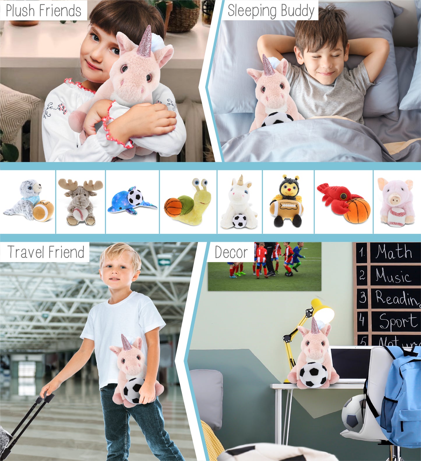 SUPER-SOFT PLUSH - PINK UNICORN 9" WITH SOCCER PLUSH
