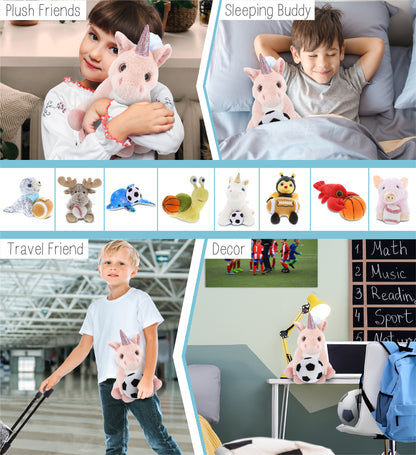 SUPER-SOFT PLUSH - PINK UNICORN 9" WITH SOCCER PLUSH