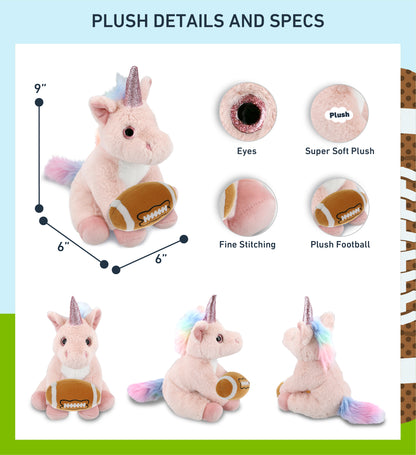 SUPER-SOFT PLUSH - PINK UNICORN 9" WITH FOOTBALL PLUSH