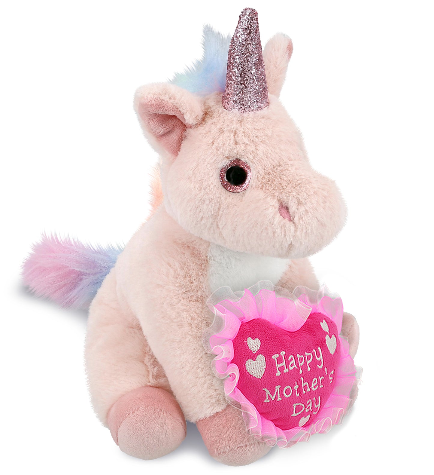 PLUSH MOTHERS DAY HEART - SUPER-SOFT PLUSH - PINK UNICORN 9"