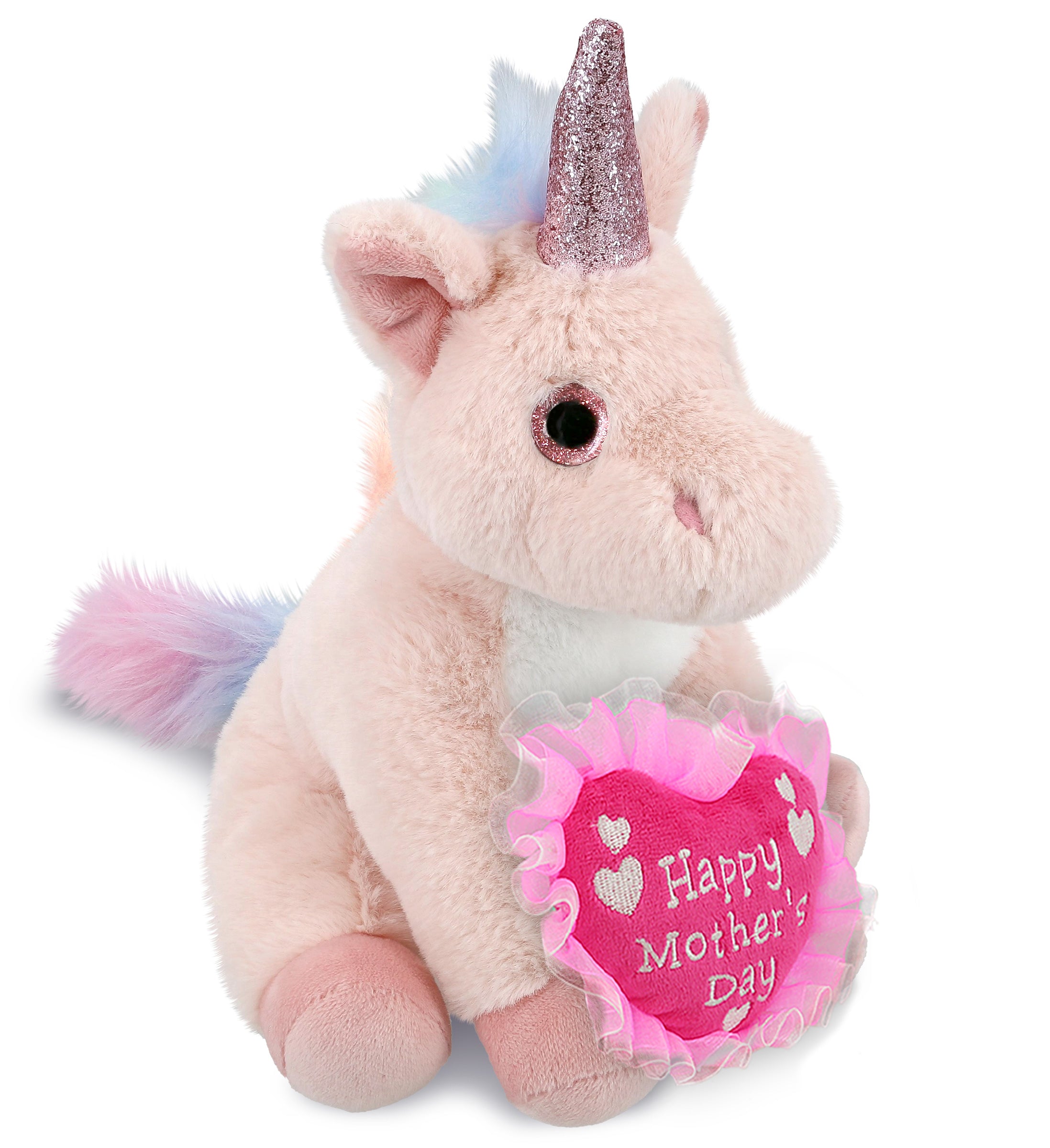 PLUSH MOTHERS DAY HEART - SUPER-SOFT PLUSH - PINK UNICORN 9"