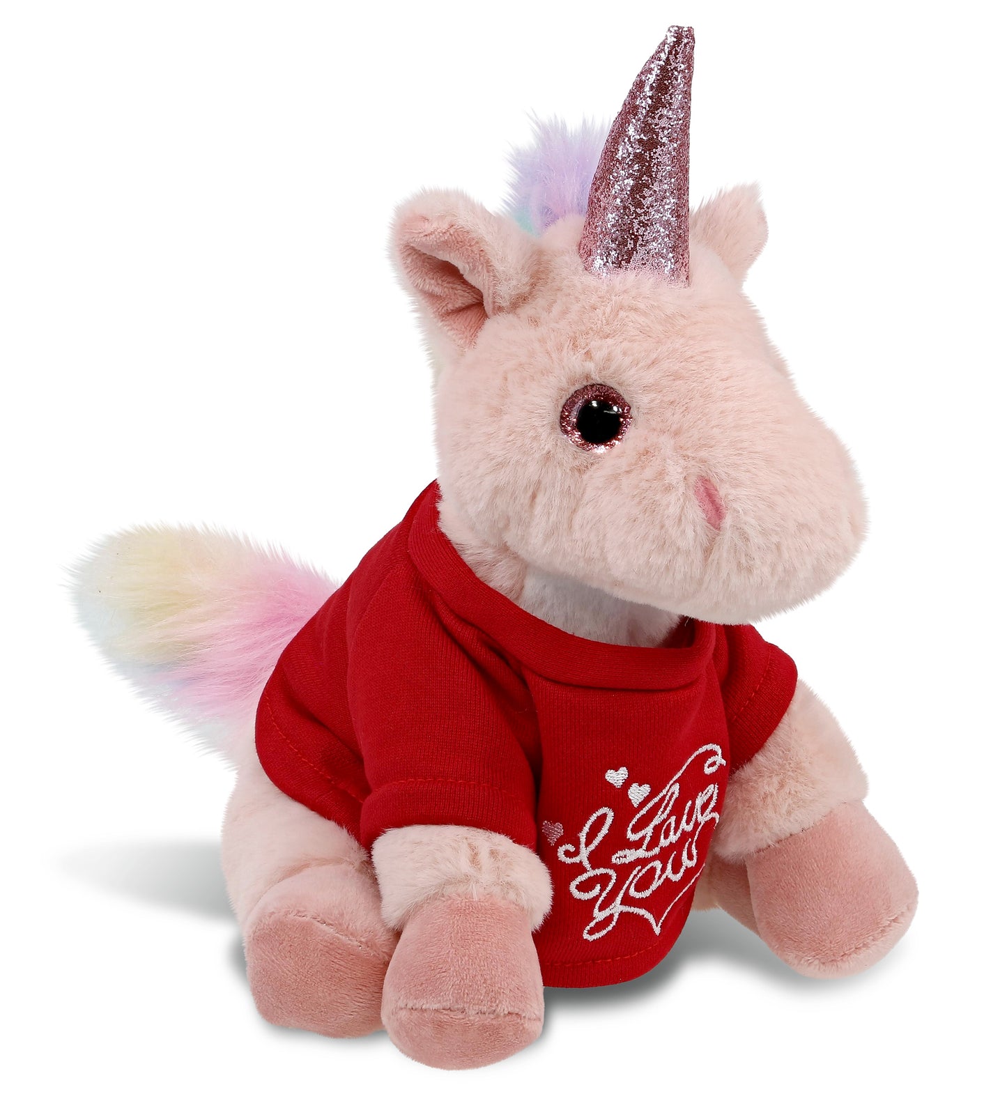 PLUSH I LOVE YOU RED SHIRT- SUPER-SOFT PLUSH - PINK UNICORN 9"