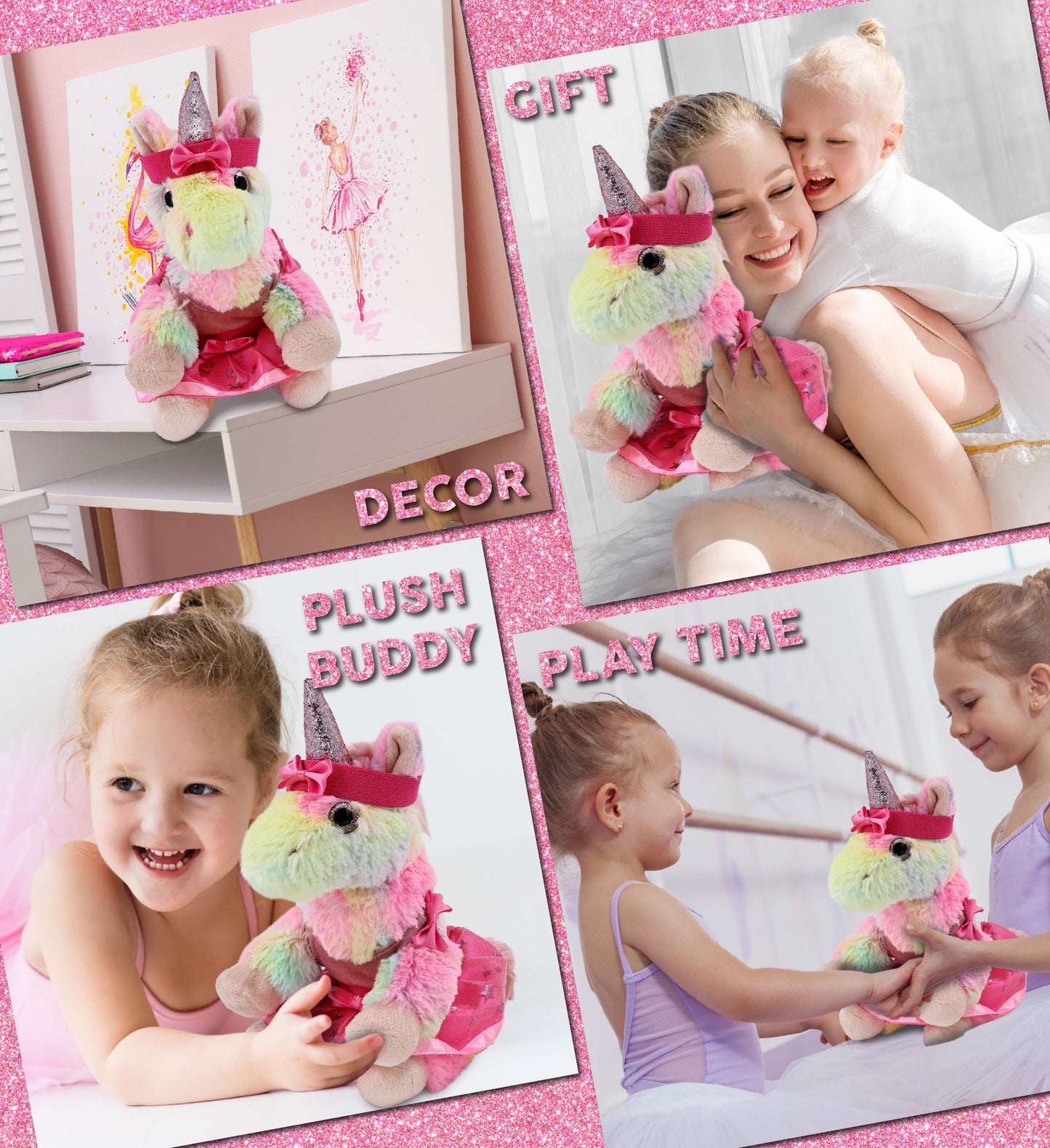 SUPER-SOFT PLUSH - RAINBOW UNICORN 9" Ballerina