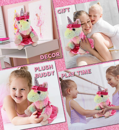 SUPER-SOFT PLUSH - RAINBOW UNICORN 9" Ballerina