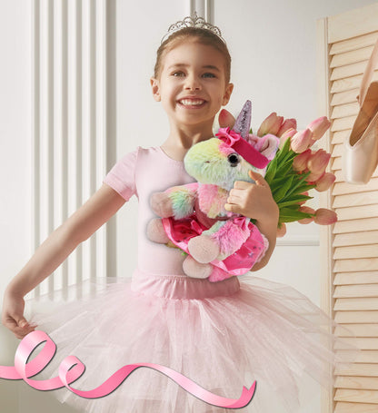 SUPER-SOFT PLUSH - RAINBOW UNICORN 9" Ballerina