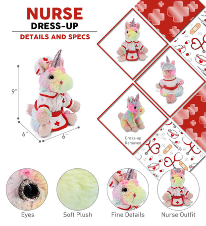 SUPER-SOFT PLUSH - RAINBOW UNICORN 9" NURSE DRESS UP