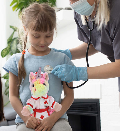 SUPER-SOFT PLUSH - RAINBOW UNICORN 9" NURSE DRESS UP