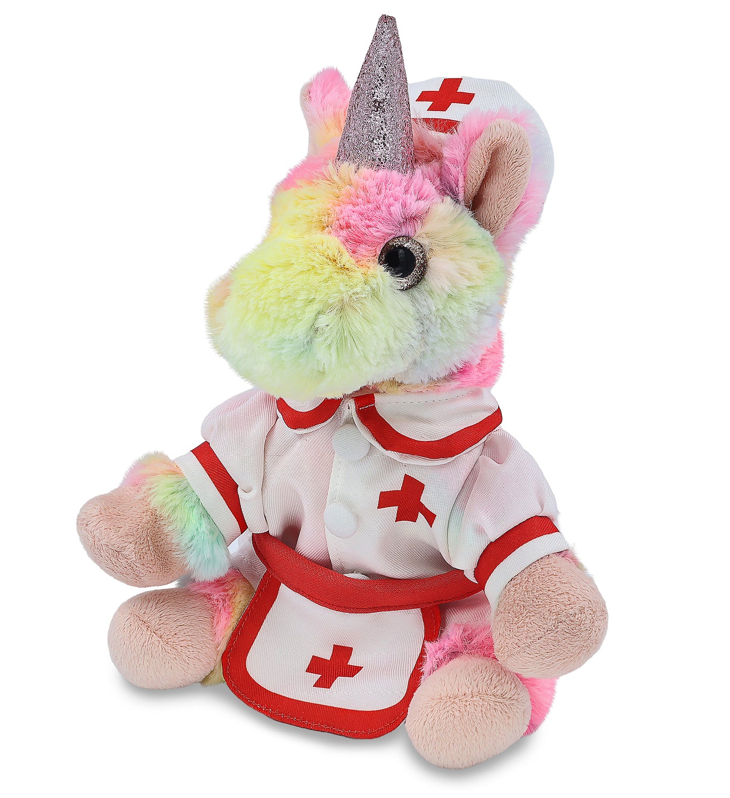 SUPER-SOFT PLUSH - RAINBOW UNICORN 9" NURSE DRESS UP