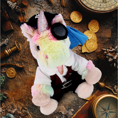 SUPER-SOFT PLUSH - RAINBOW UNICORN 9" WITH PIRATE DRESS UP