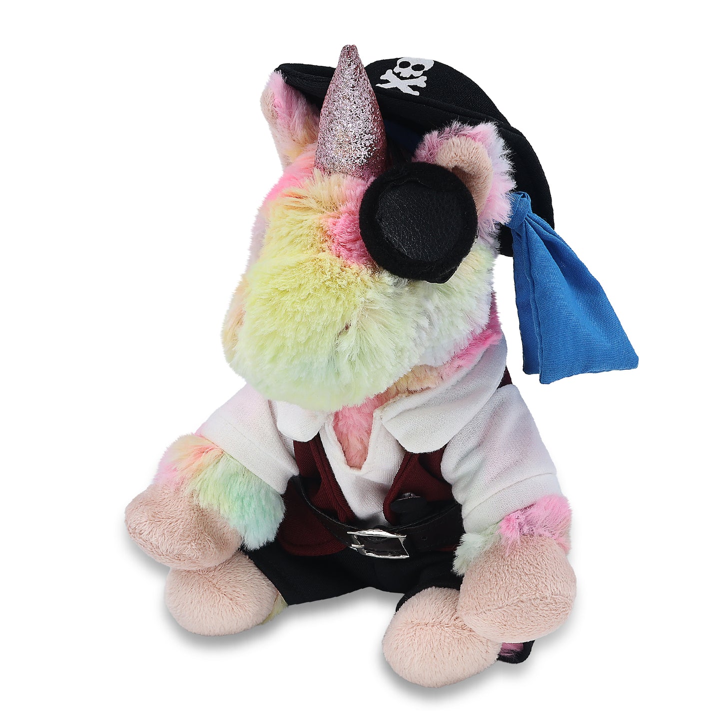 SUPER-SOFT PLUSH - RAINBOW UNICORN 9" WITH PIRATE DRESS UP