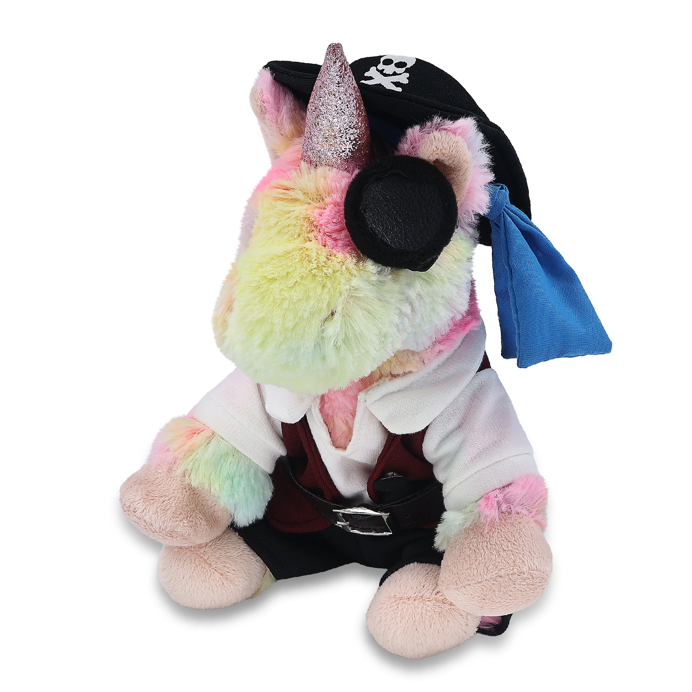 SUPER-SOFT PLUSH - RAINBOW UNICORN 9" WITH PIRATE DRESS UP