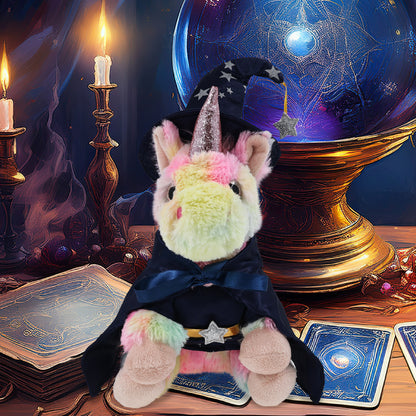 SUPER-SOFT PLUSH - RAINBOW UNICORN 9" WITH WIZARD DRESS UP