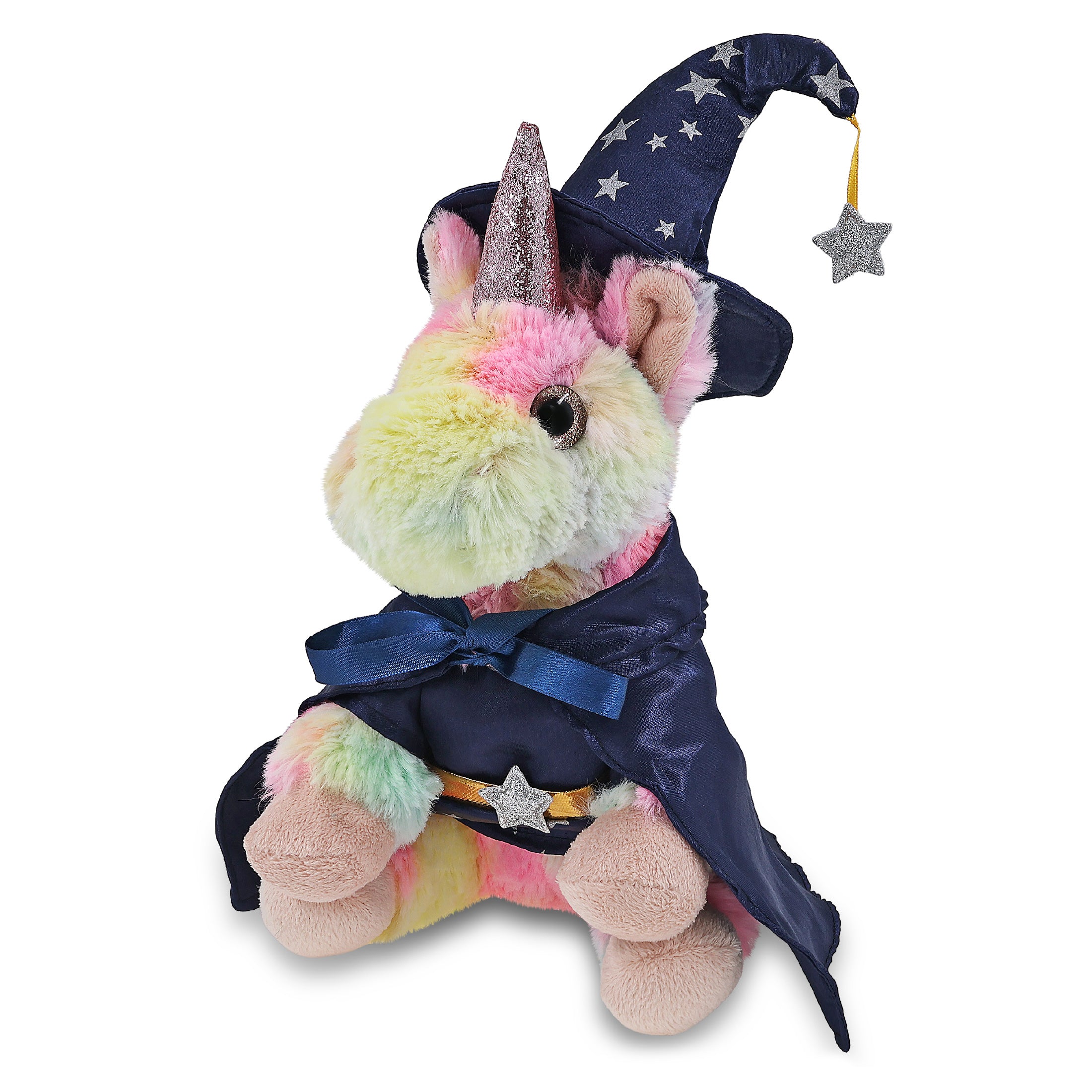 SUPER-SOFT PLUSH - RAINBOW UNICORN 9" WITH WIZARD DRESS UP