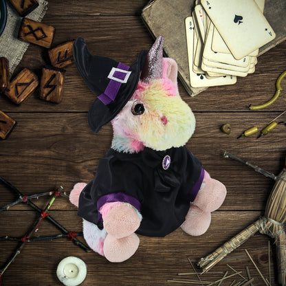 SUPER-SOFT PLUSH - RAINBOW UNICORN 9" WITH WITCH DRESS UP