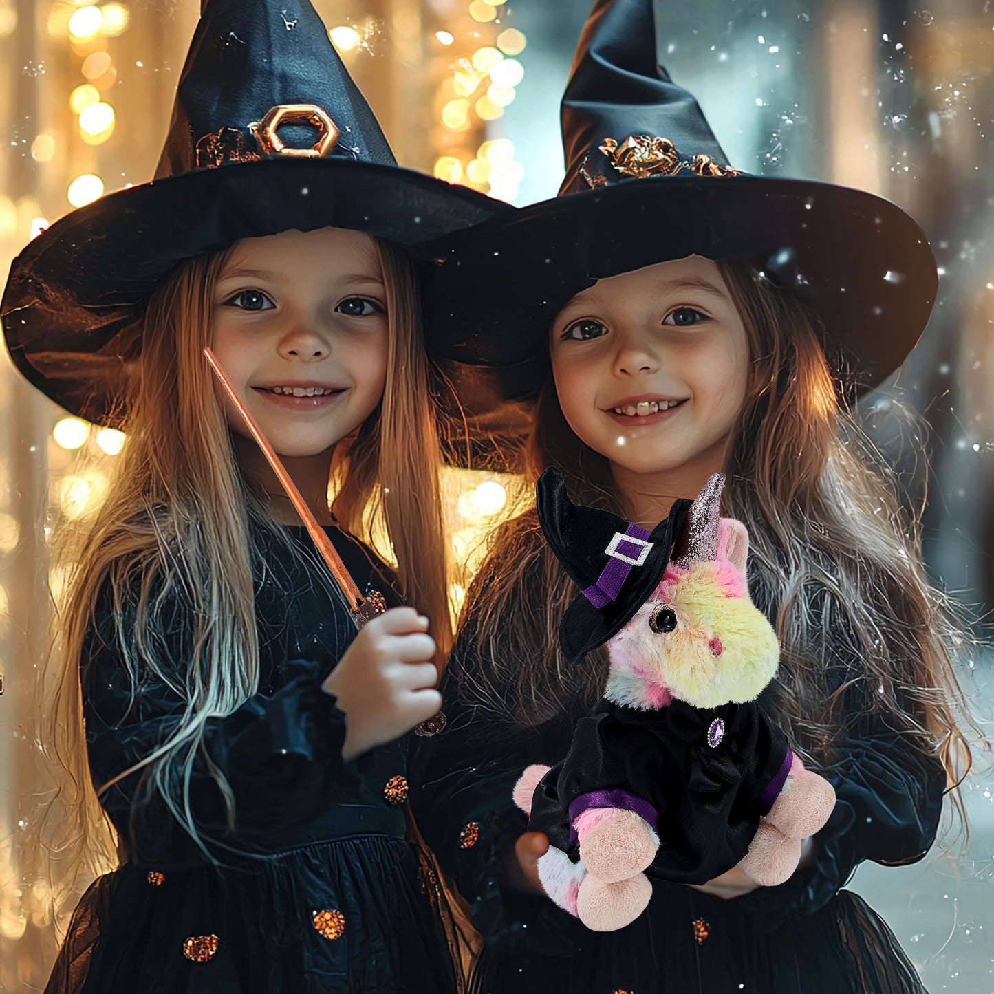 SUPER-SOFT PLUSH - RAINBOW UNICORN 9" WITH WITCH DRESS UP