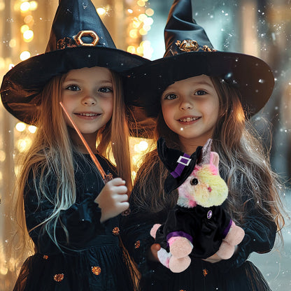 SUPER-SOFT PLUSH - RAINBOW UNICORN 9" WITH WITCH DRESS UP