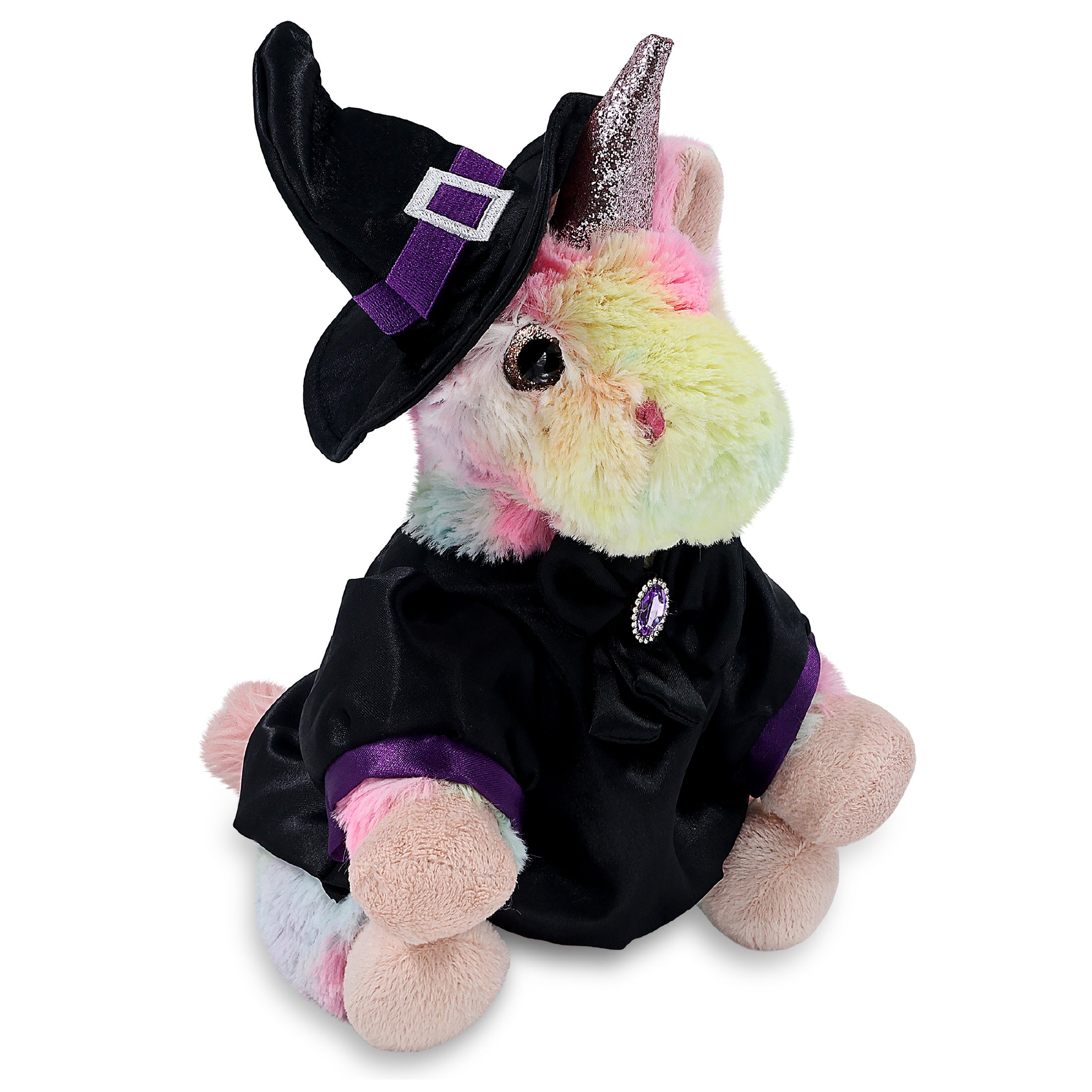 SUPER-SOFT PLUSH - RAINBOW UNICORN 9" WITH WITCH DRESS UP
