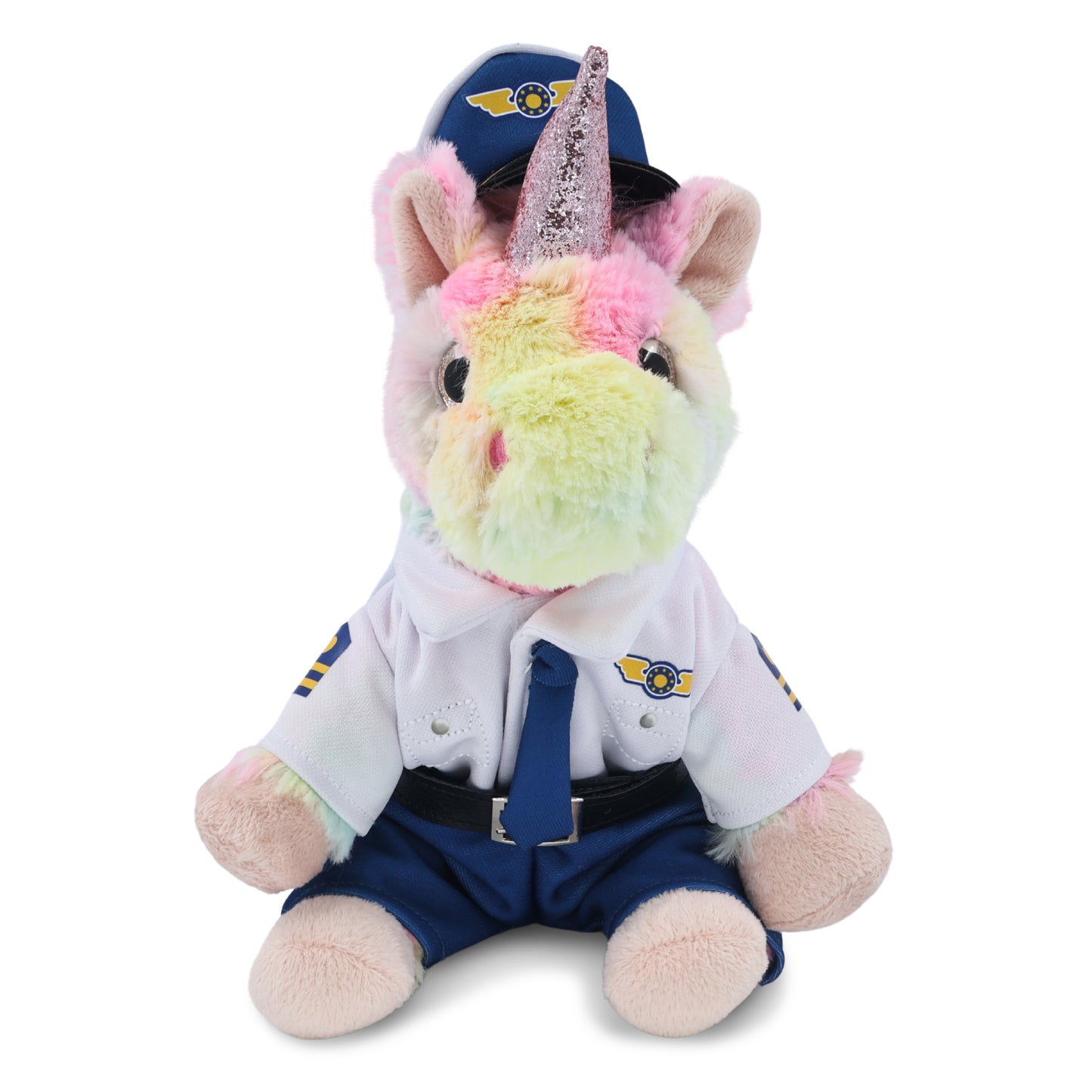 SUPER-SOFT PLUSH - RAINBOW UNICORN 9" WITH PILOT DRESS UP