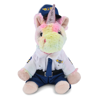 SUPER-SOFT PLUSH - RAINBOW UNICORN 9" WITH PILOT DRESS UP