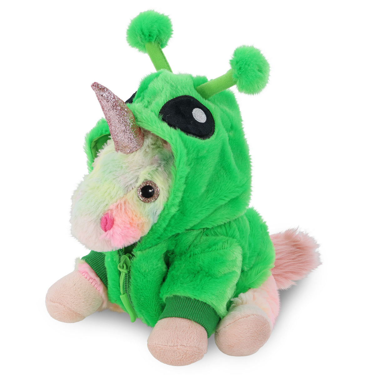 SUPER-SOFT PLUSH - RAINBOW UNICORN 9" WITH ALIEN SWEATER