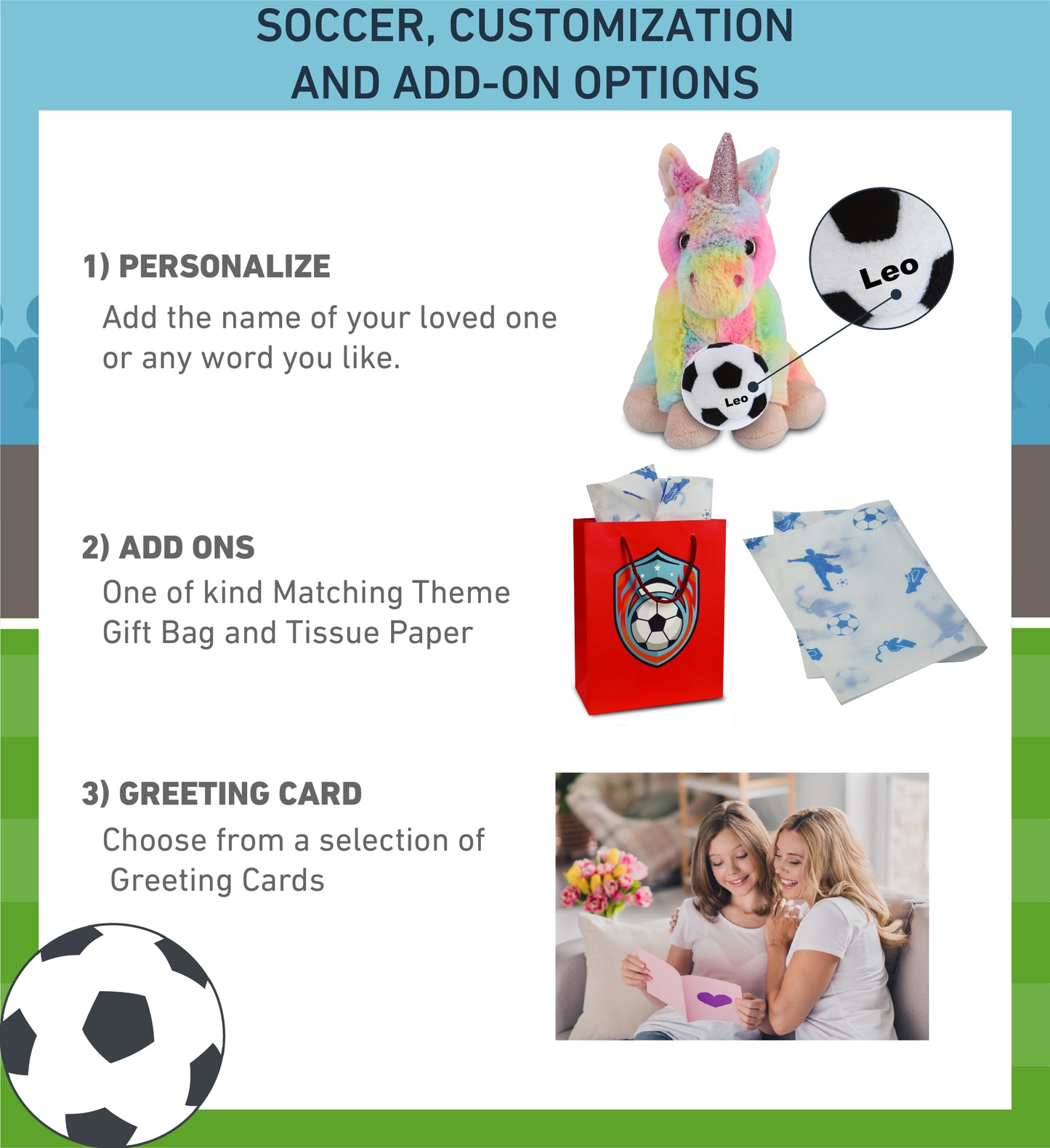 SUPER-SOFT PLUSH - RAINBOW UNICORN 9" WITH SOCCER PLUSH
