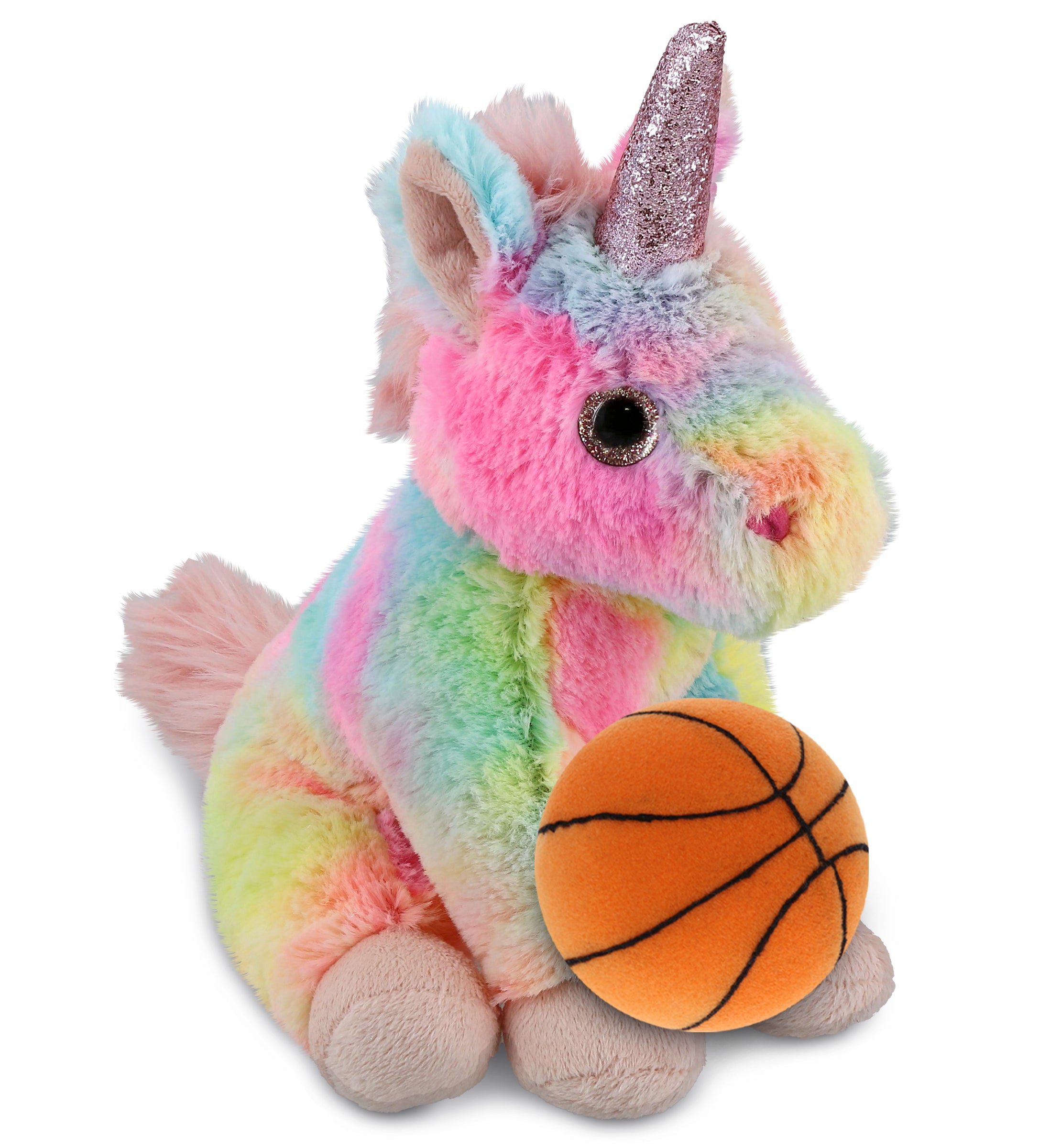 PLUSH BASKETBALL - SUPER-SOFT PLUSH - RAINBOW UNICORN 9"