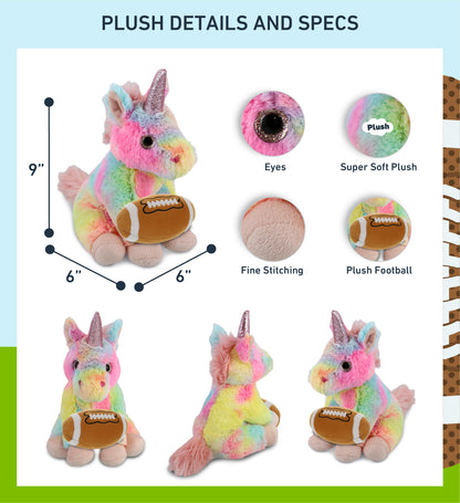 SUPER-SOFT PLUSH - RAINBOW UNICORN 9" WITH FOOTBALL PLUSH