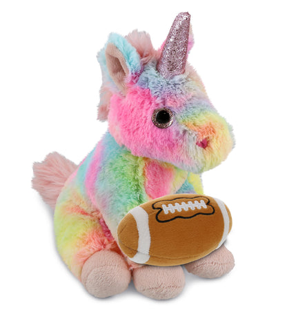 SUPER-SOFT PLUSH - RAINBOW UNICORN 9" WITH FOOTBALL PLUSH