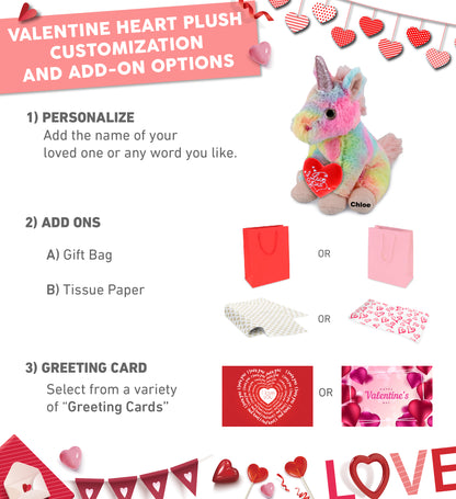 PLUSH I LOVE YOU RED HEART - SUPER-SOFT PLUSH - RAINBOW UNICORN 9"