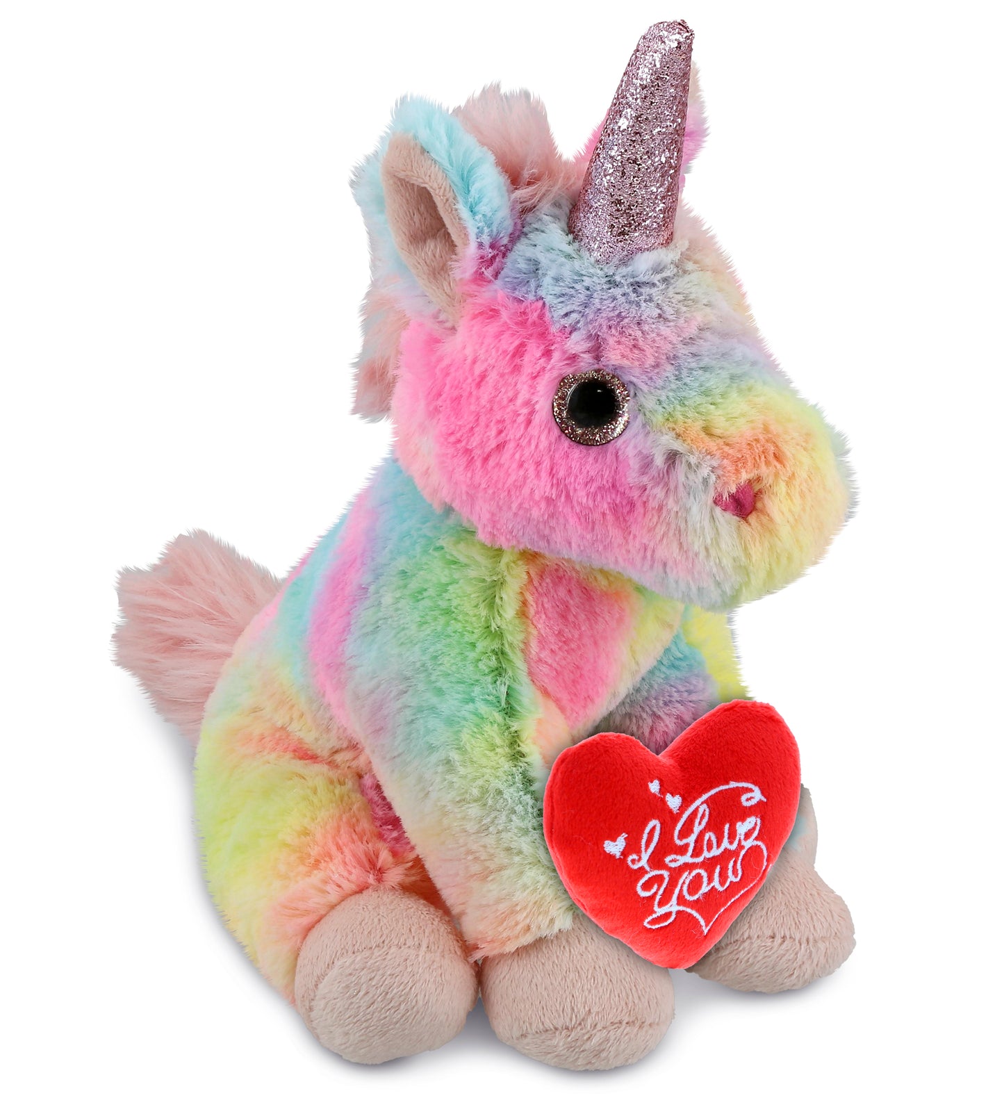 PLUSH I LOVE YOU RED HEART - SUPER-SOFT PLUSH - RAINBOW UNICORN 9"