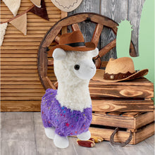 PLUSH - SPARKLE PURPLE LLAMA COWBOY DRESS UP