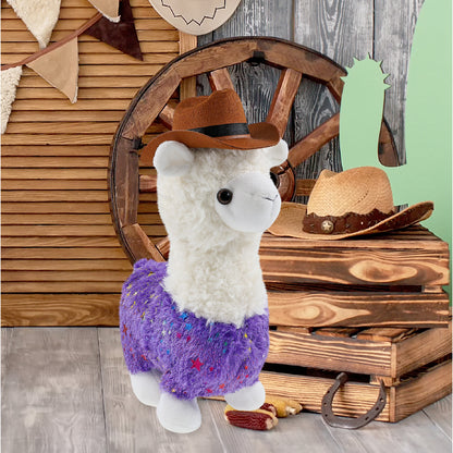 PLUSH - SPARKLE PURPLE LLAMA COWBOY DRESS UP