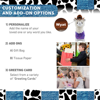 PLUSH - SPARKLE PURPLE LLAMA COWBOY DRESS UP