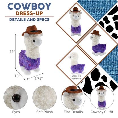 PLUSH - SPARKLE PURPLE LLAMA COWBOY DRESS UP